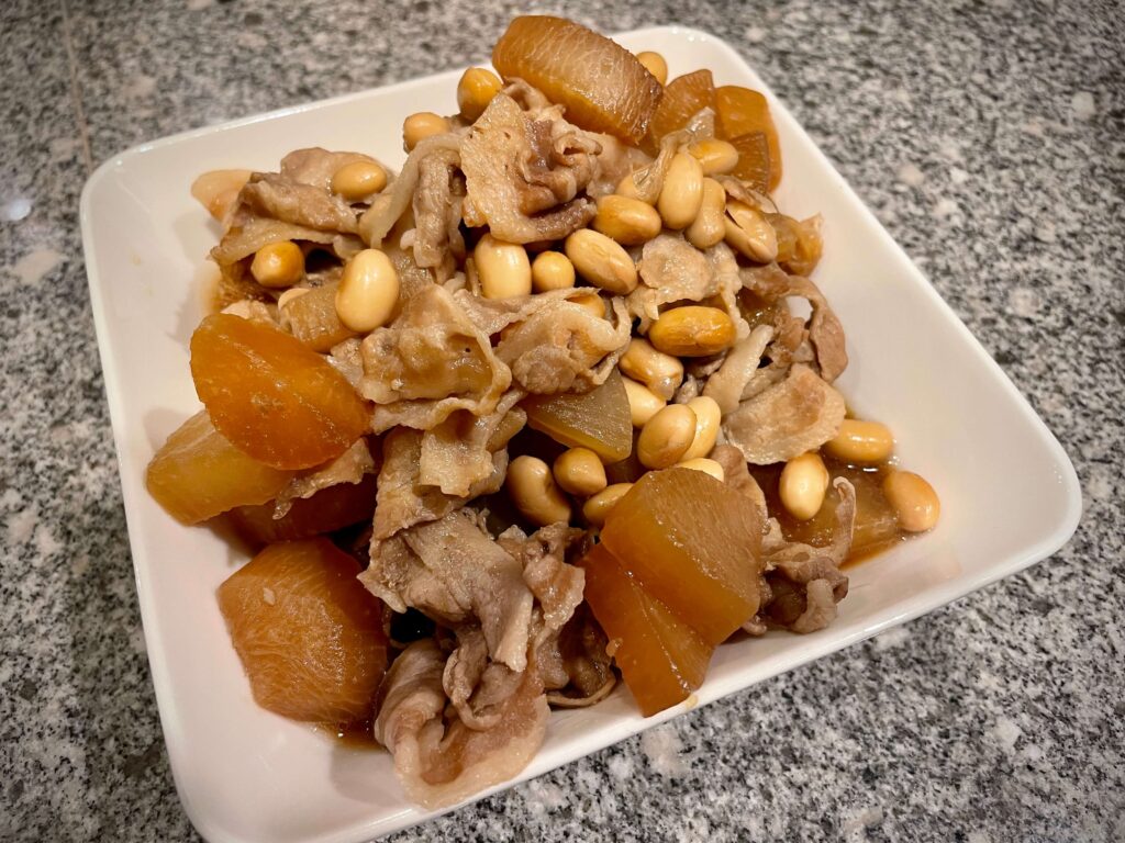 ホットクック　豚バラ大根　大豆
